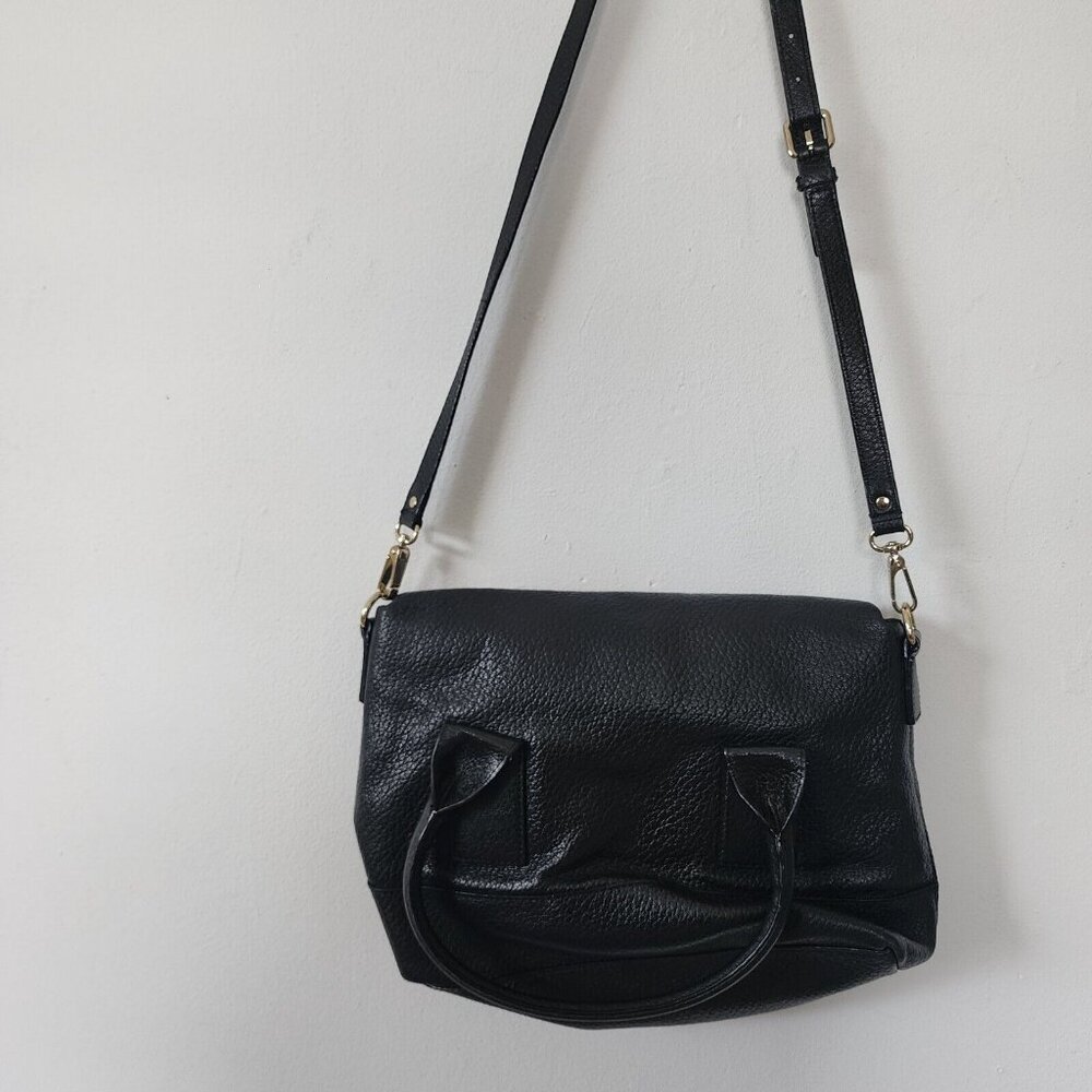 Kate Spade Black Pebble Leather Crossbody Purse Flap Snap Button Close - Picture 7 of 8